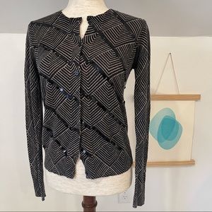 LOFT geometric cardigan sweater with sequins size small